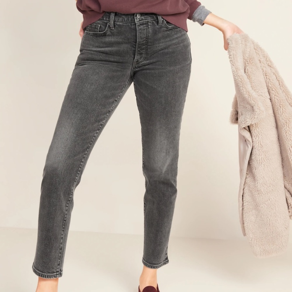 Old navy Women's O.G straight high waist secret slim pockets Gray Jeans Size 14